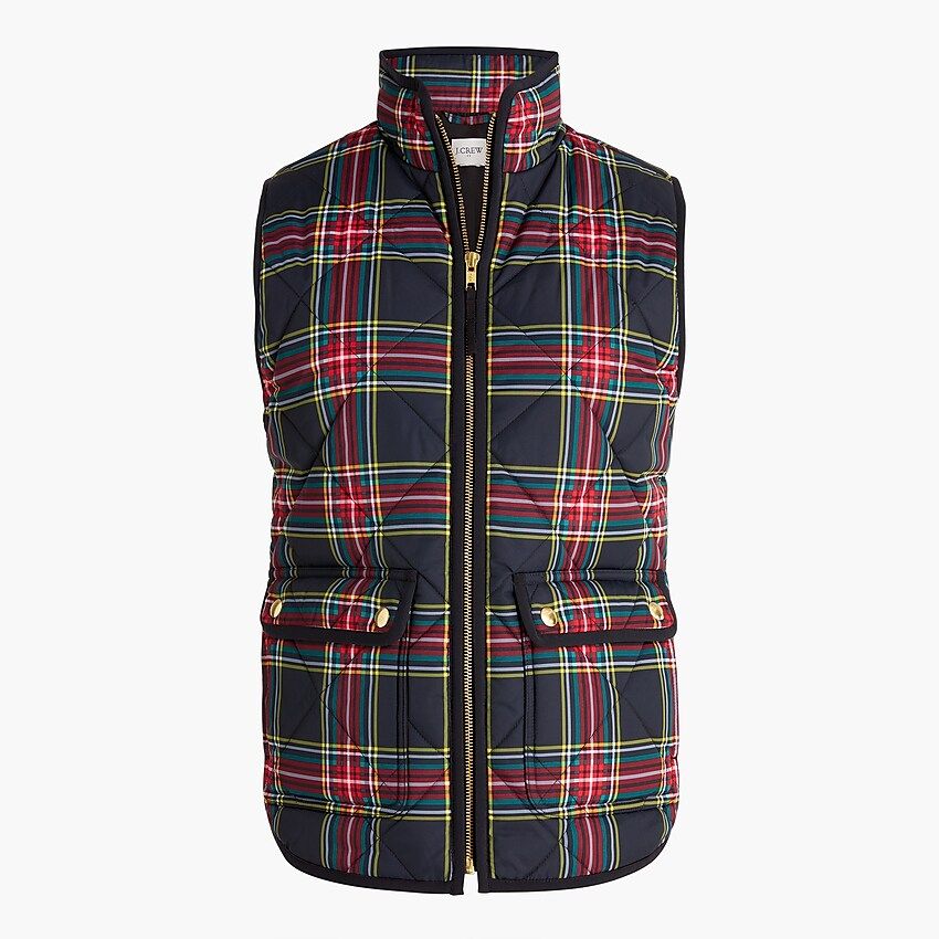 Stewart tartan puffer vest with snap pockets | J.Crew Factory