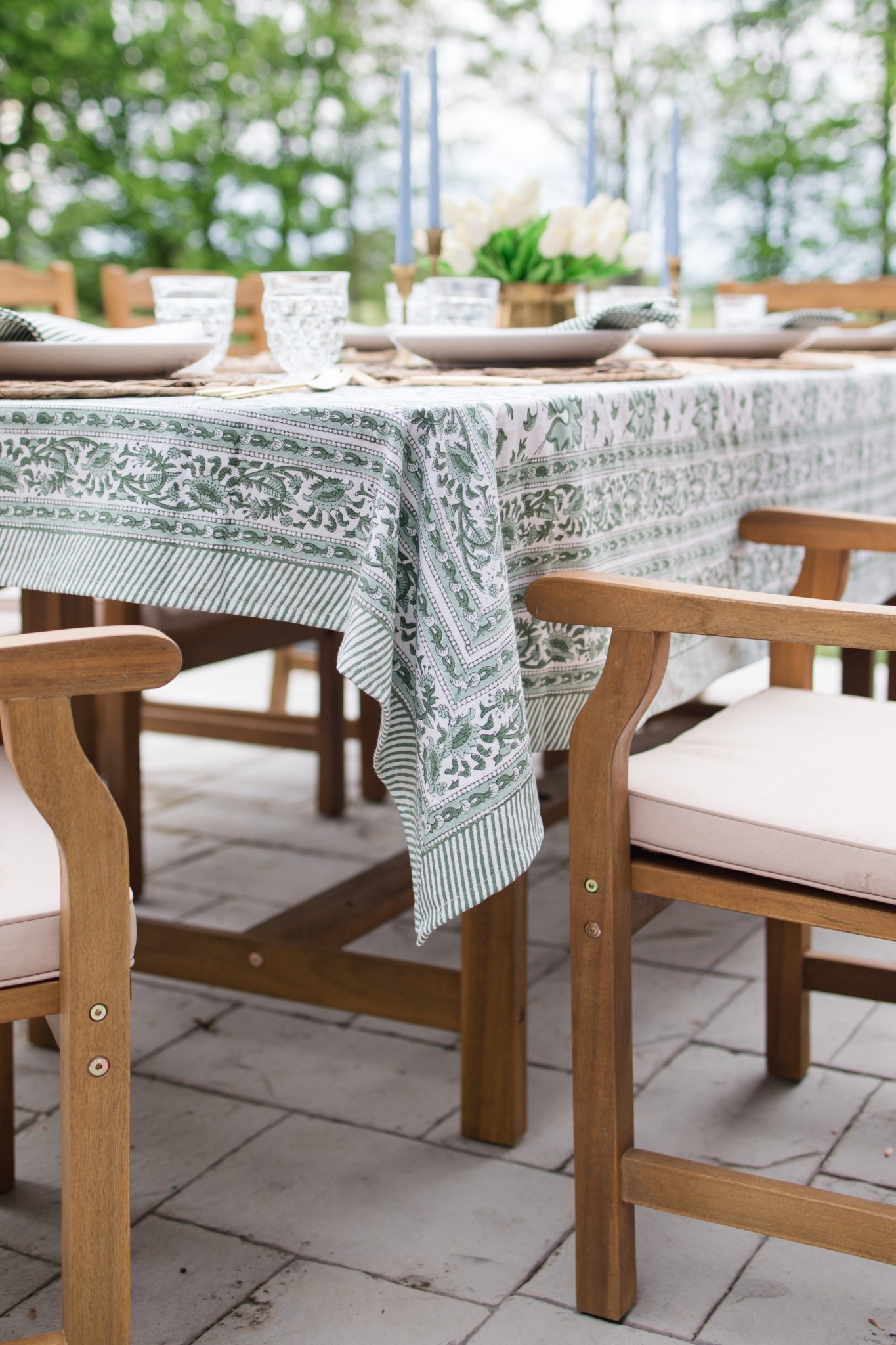 Outdoor patio table with block print tablecloth 

#LTKHome #LTKFindsUnder50 #LTKSeasonal