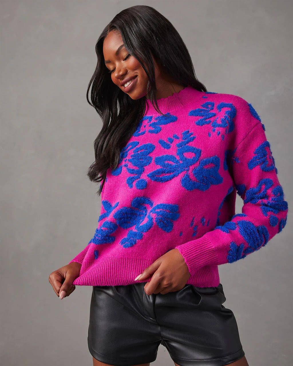 Chilly Days Textured Floral Sweater | VICI Collection