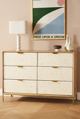 Pisces Bone Inlay & Oak Six-Drawer Dresser | Anthropologie (US)