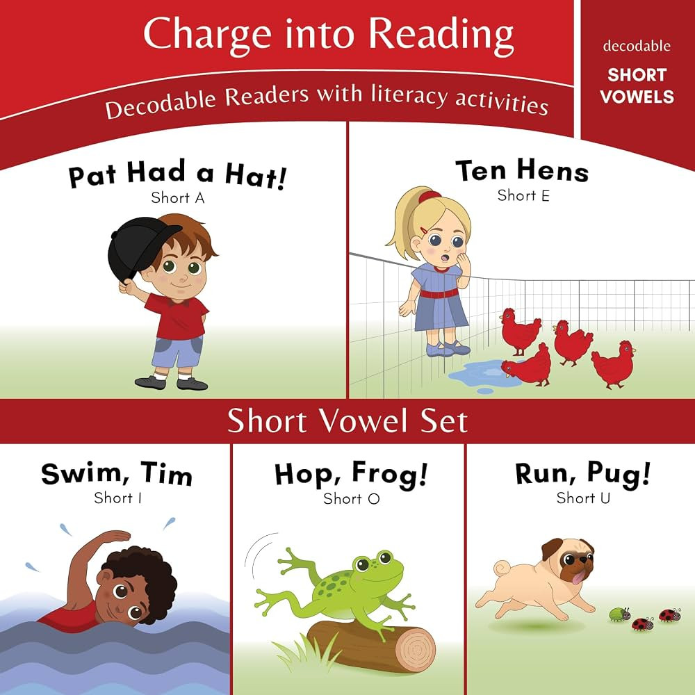 Charge into Reading Decodable Books (Stage 1): 5 Short Vowel Decodable Readers to Help Kindergart... | Amazon (US)