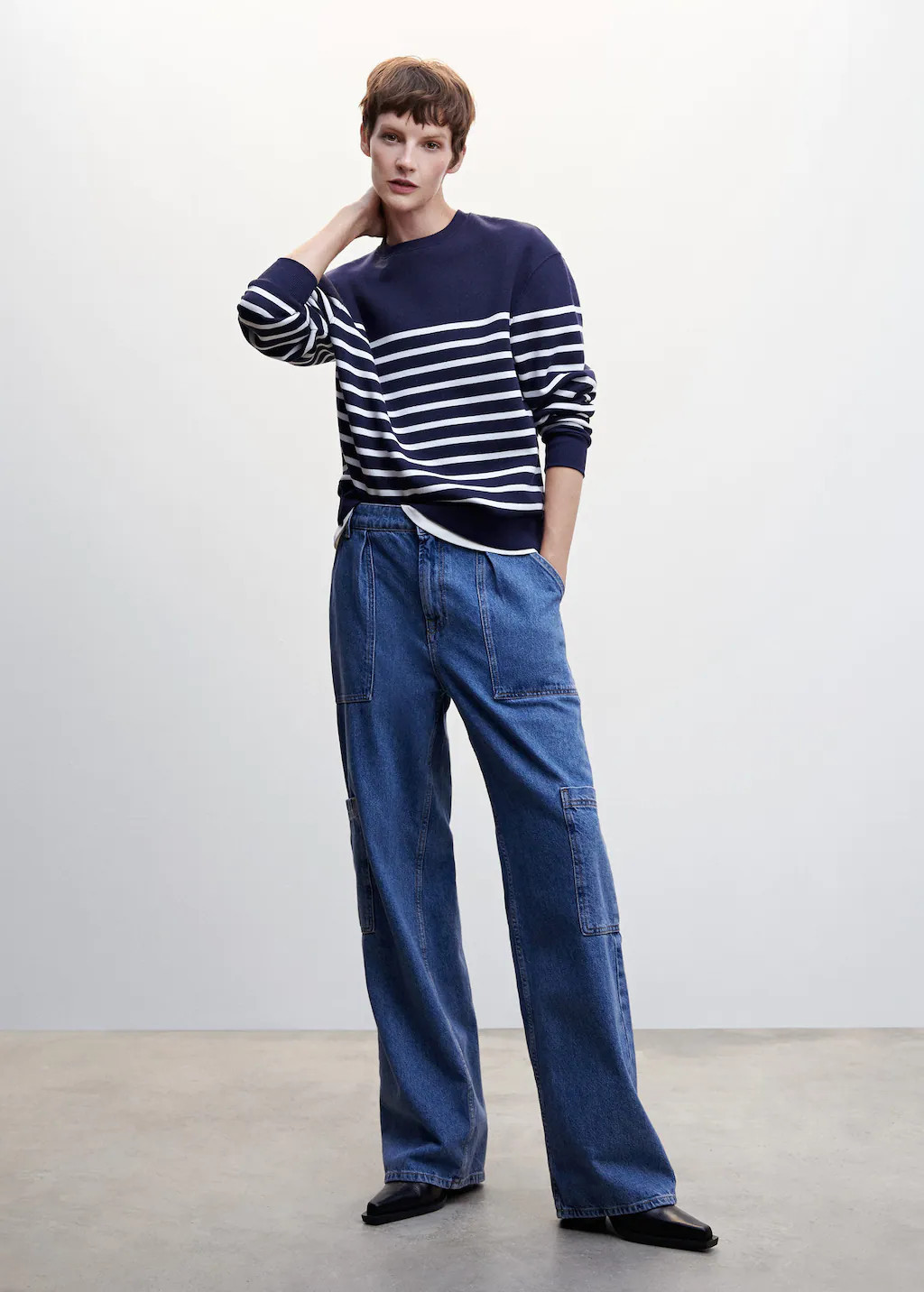 Sweat-shirt coton rayures -  Femme | Mango France | MANGO (FR)