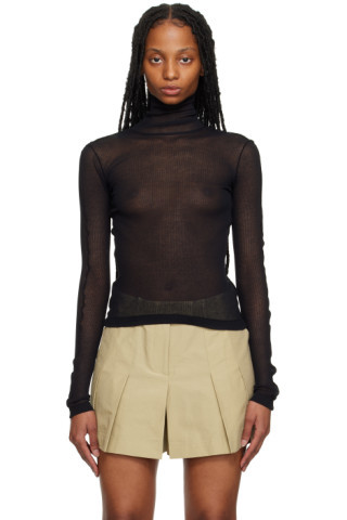 Helmut Lang - Black Sheer Turtleneck | SSENSE