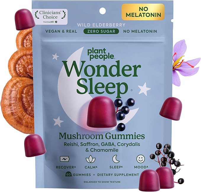 Plant People WonderSleep Mushroom Gummies Supplement for Sleep, No Melatonin Sleep Gummies with R... | Amazon (US)