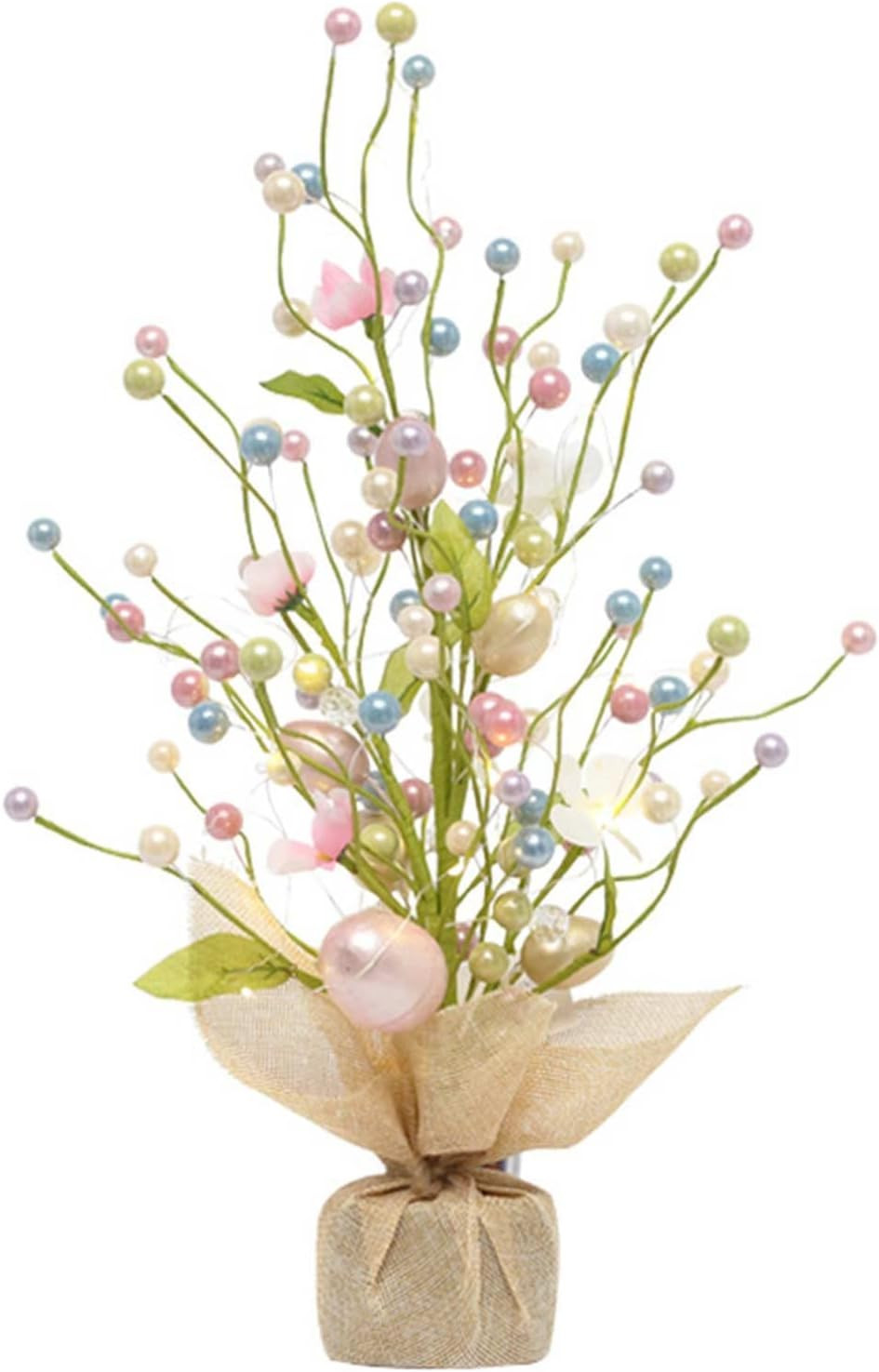 Pearl Egg Tree Christmas Decor - 17.7" Festive Party Decorative Tree with Hanging String Lights f... | Amazon (US)