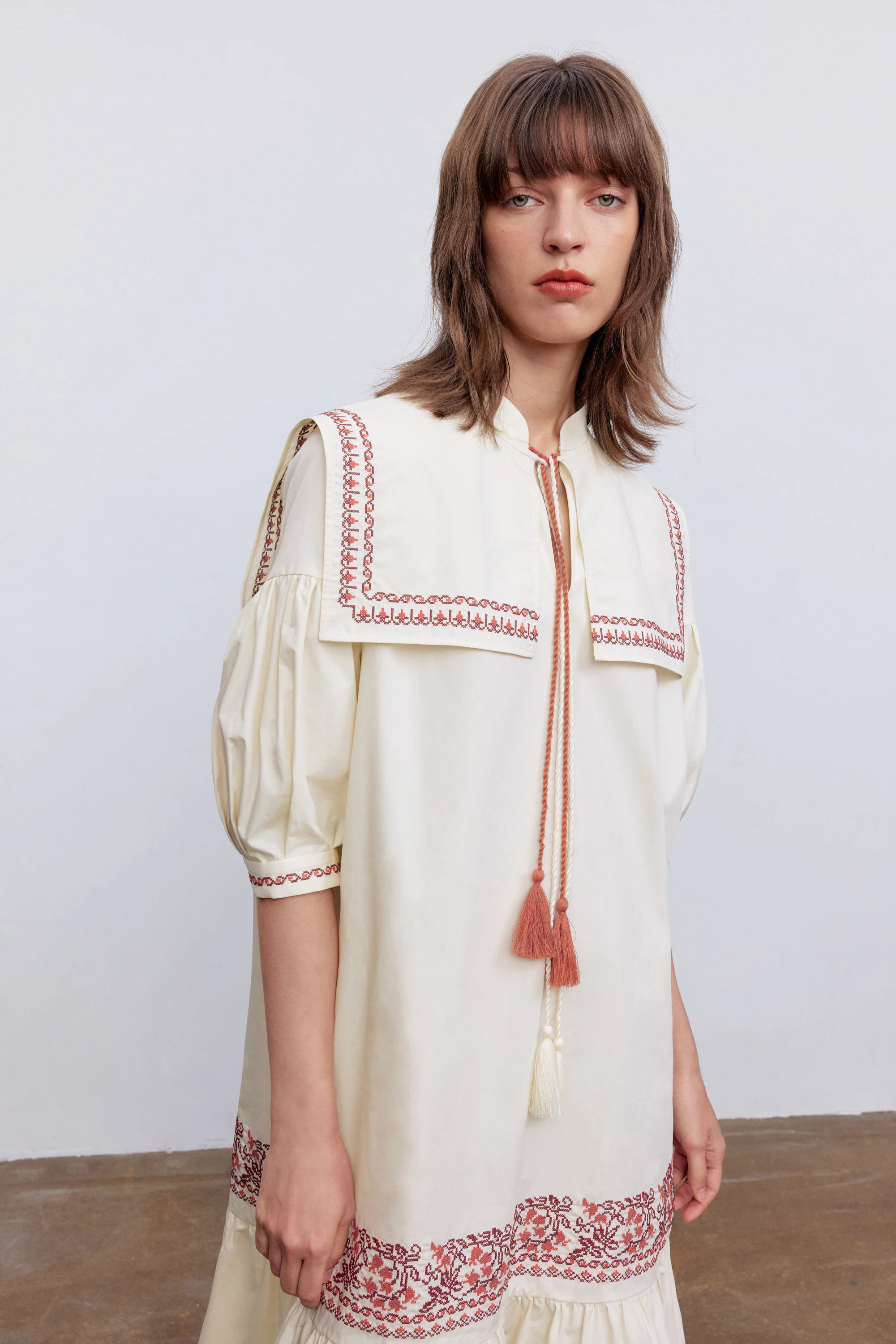 Smock Embroidered Dress in Cotton | Fabrique