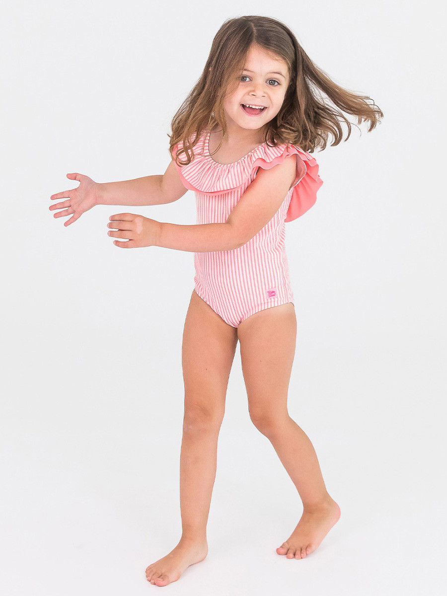 Seersucker Scoopback Ruffle One Piece | RuffleButts / RuggedButts