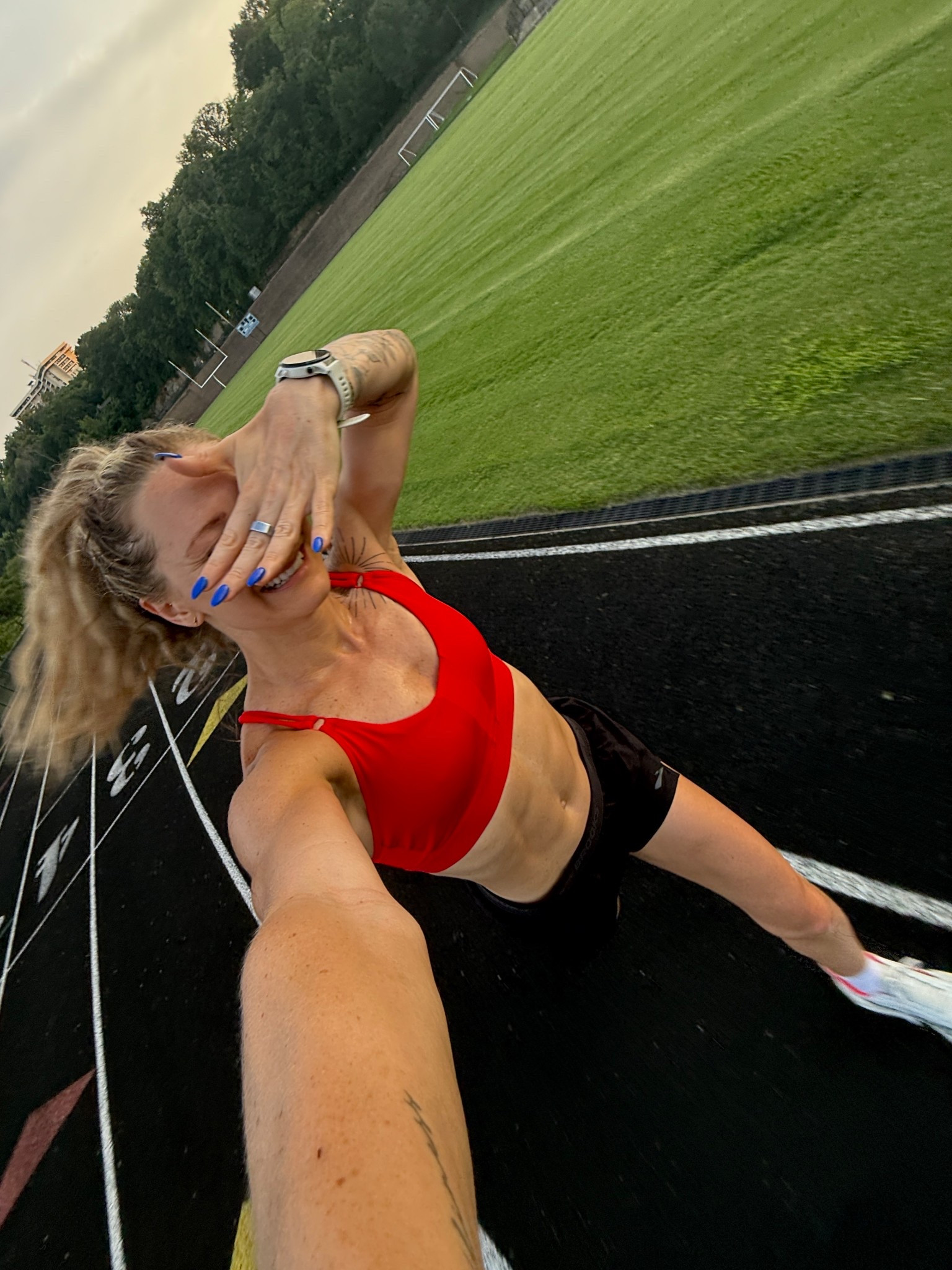 My favorite shoes for medium-long run workouts! Medium in top, small shorts  