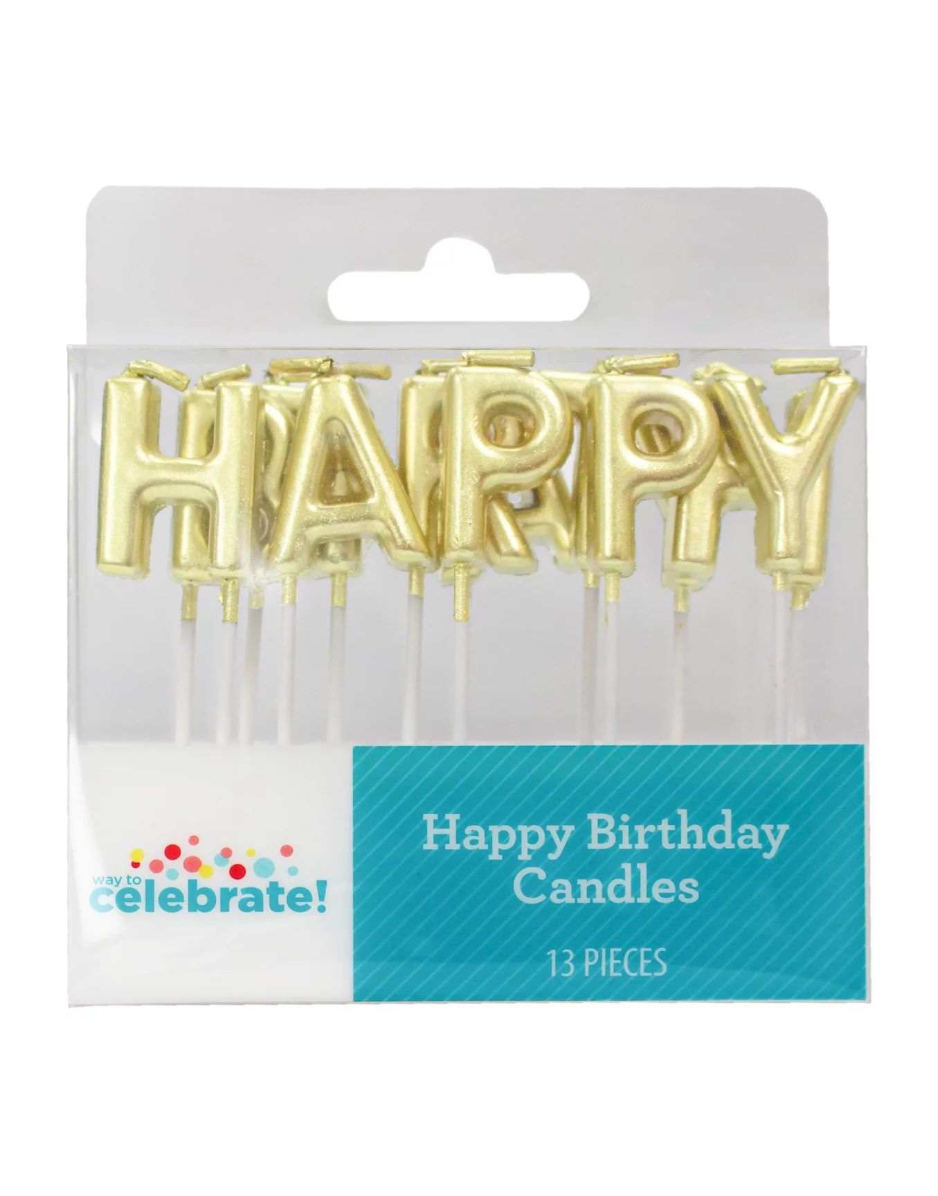 WAY TO CELEBRATE! Gold Birthday Candles, (5.5") 13 Pieces - Walmart.com | Walmart (US)
