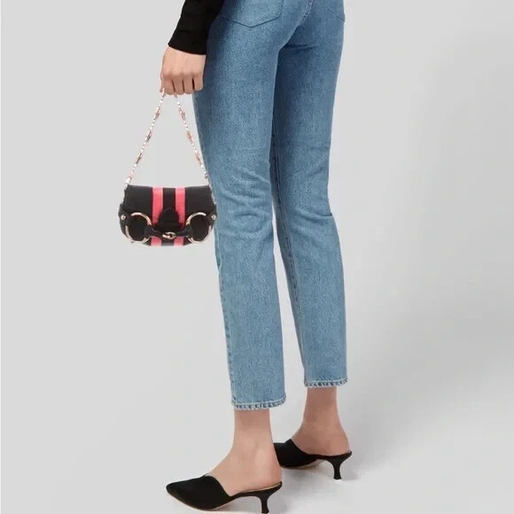 GUCCI Vintage GG Monogram Horsebit Mini Chain Shoulder Bag Black Pink Canvas  | eBay | eBay US