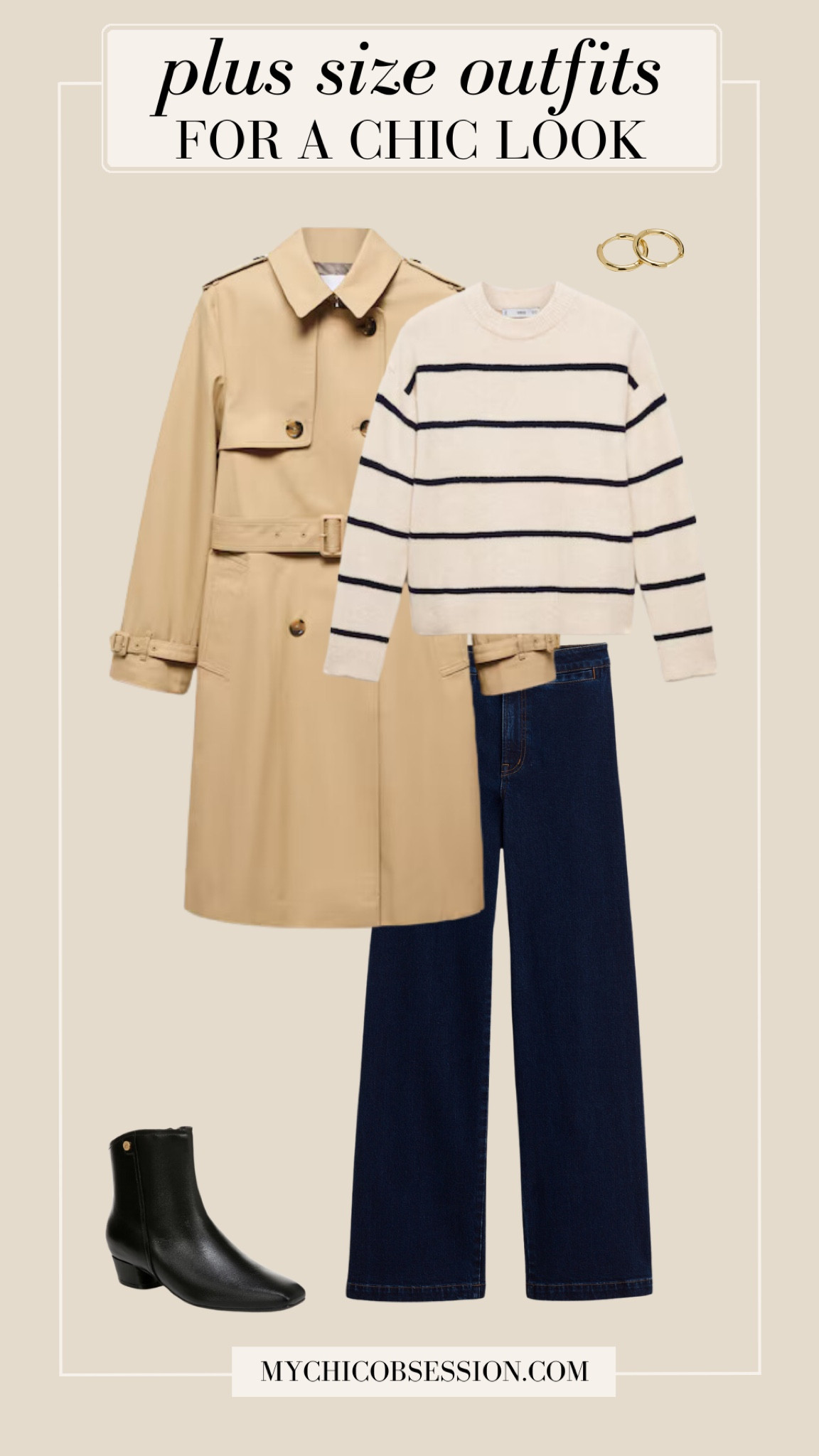 Here’s a chic, Parisian-inspired look for your next fall or winter outfit. Pair a classic trench coat with a striped sweater, dark-wash jeans and ankle boots.

#LTKStyleTip #LTKPlusSize #LTKSeasonal