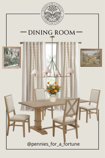 Dining room finds, Crosley Joanna Dining 5-piece Set, Beatrix Chandelier with Linen Shades, and Imani Light Filtering Lined Cotton Window Curtain Panel, Vintage Art and a Ceramic Centerpiece 

#LTKfamily #LTKhome #LTKstyletip