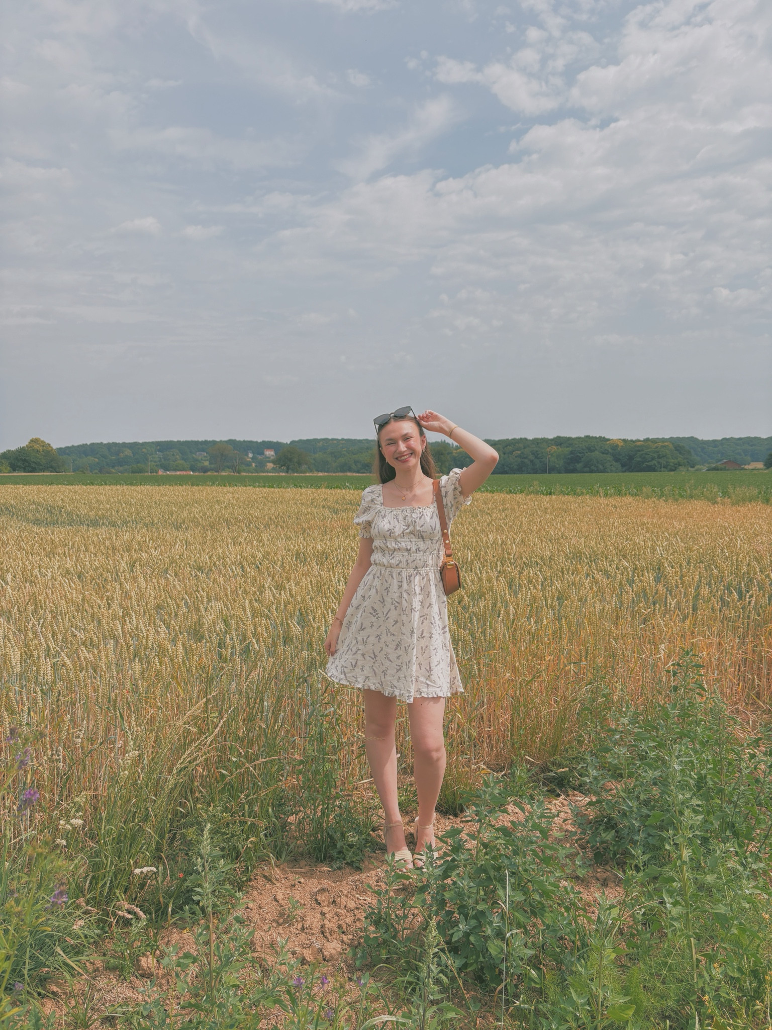 Linnen dress with lavender pattern 
Raffia sandal heels
Rattan and leather bag
Tortoise sunglasses 

Cottagecore style
Cottagecore outfit 
Summer outfit
Summer outfit inspo

#LTKSeasonal #LTKFindsUnder50 #LTKStyleTip