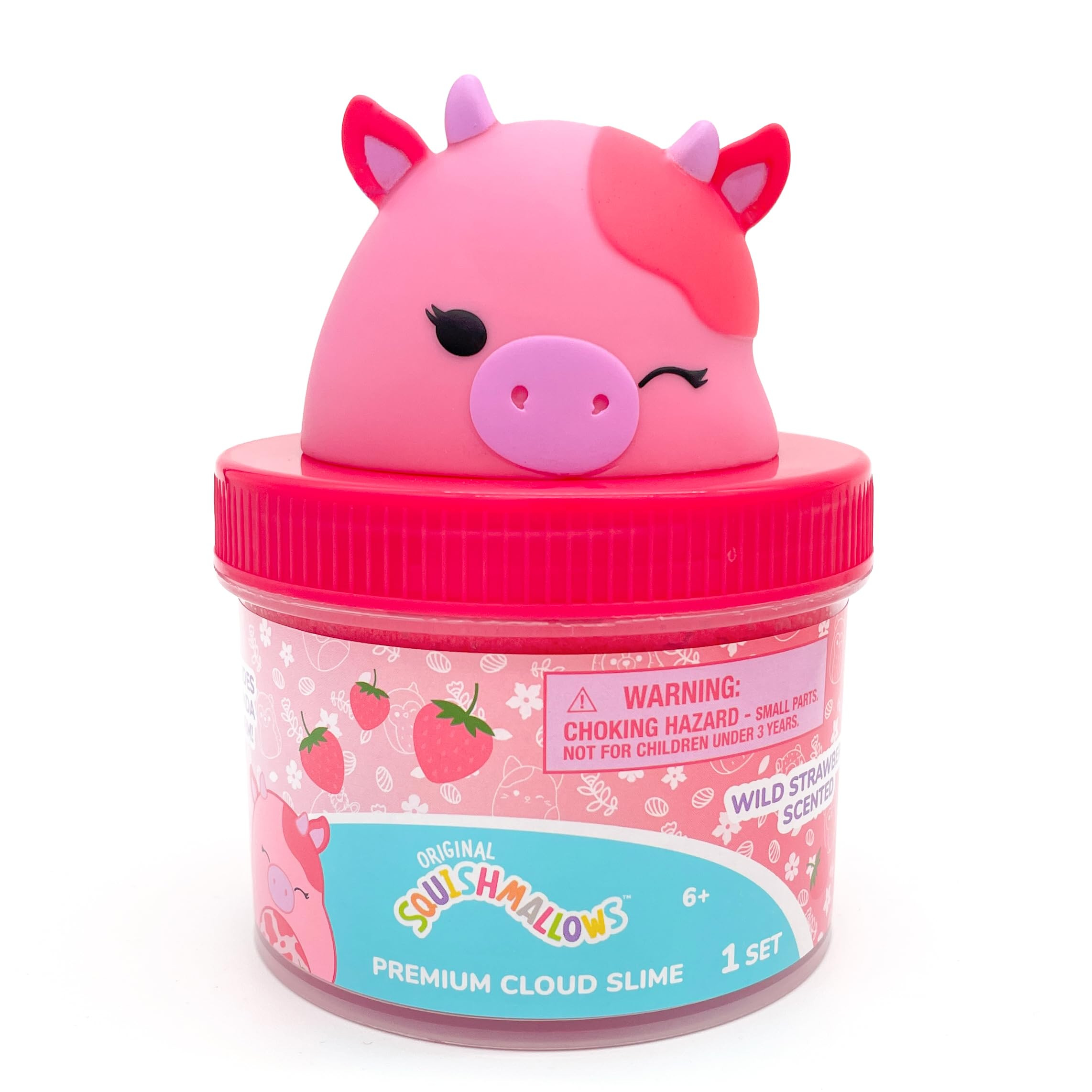 Original Squishmallows Calynda The Cow Premium Cloud Slime, Strawberry Scent, 8 oz. Jar Storage C... | Amazon (US)