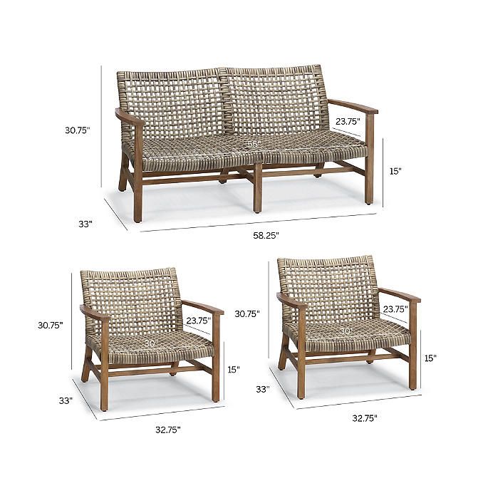 Isola 3-pc. Loveseat Set in Natural Finish | Frontgate | Frontgate