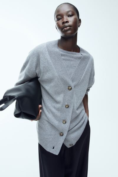 Fine-knit Cashmere Cardigan - Gray melange - Ladies | H&M US | H&M (US + CA)
