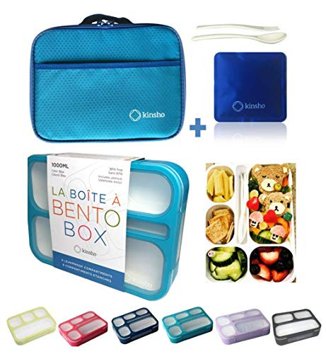 Bento-Box with Bag and Ice Pack Set. Lunch Boxes Snack Containers for Kids Boys Girls Adults. 6 Comp | Amazon (US)