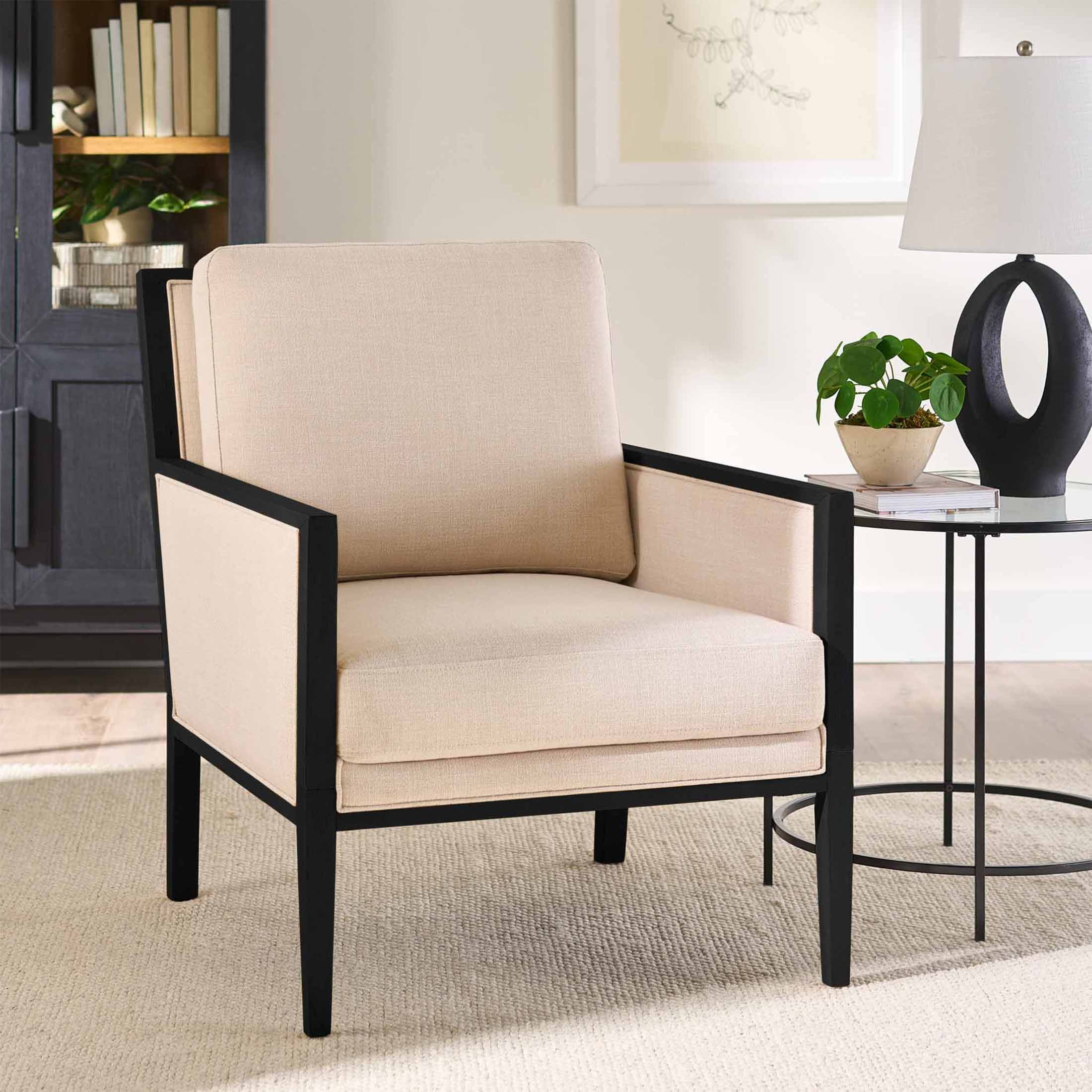 Better Homes & Gardens Windsor Linen Accent Chair, Espresso Wood | Walmart (US)
