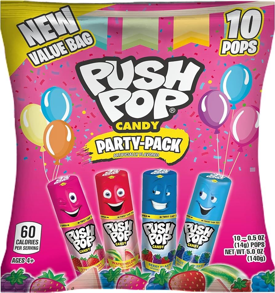 Push Pop Candy Lollipops - Bulk Easter Candy Variety Party Pack - 10 Count Lollipop in Assorted F... | Amazon (US)