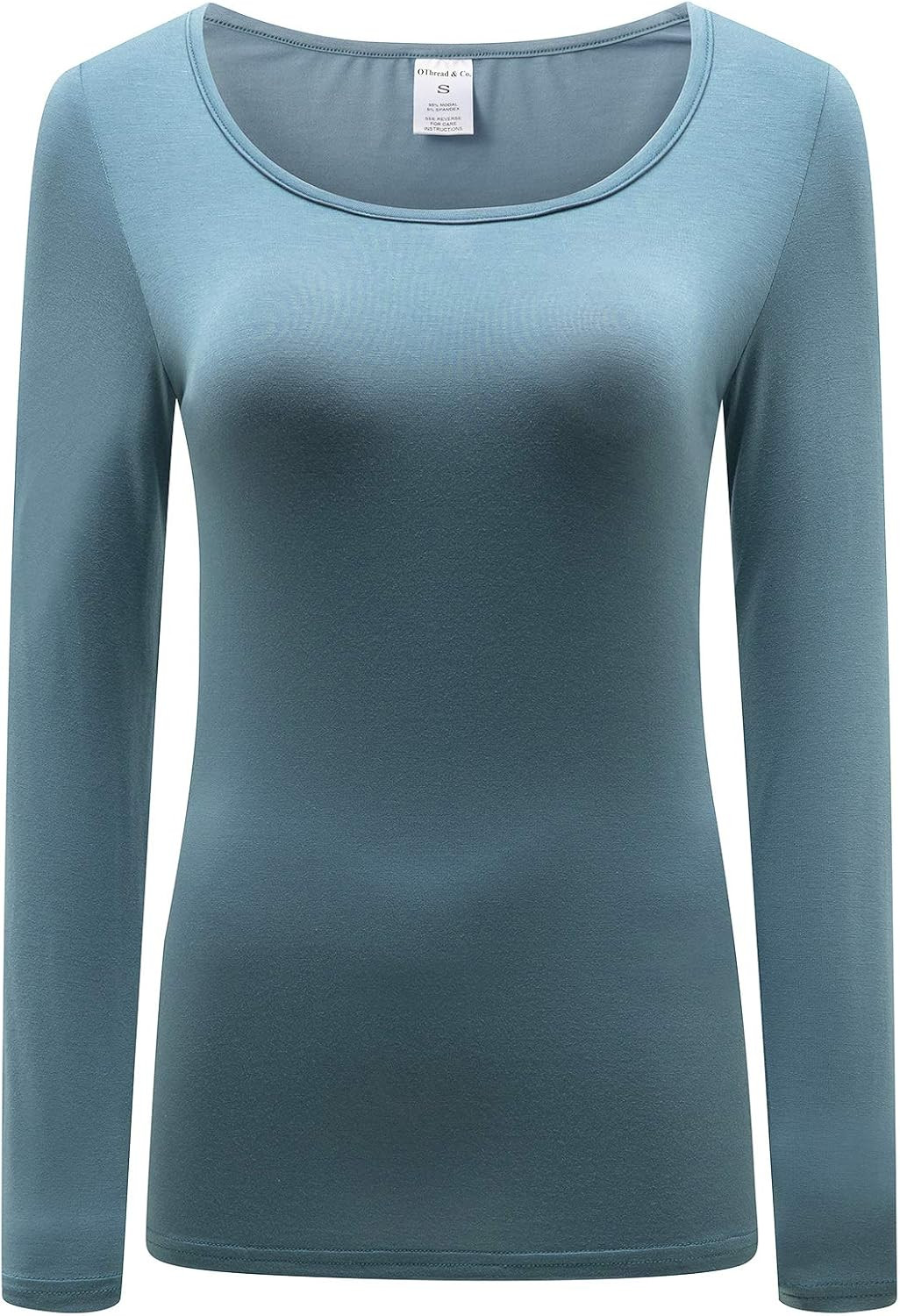 OThread & Co. Women's Long Sleeve T-Shirt Scoop Neck Basic Layer Stretchy Shirts | Amazon (US)