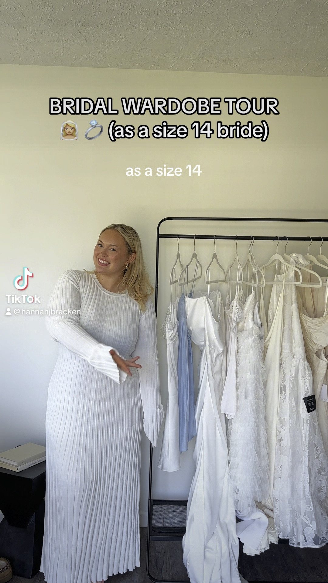 bridal wardrobe tour as a size 14! 
dress one: wearing a size XL (im 5’4) but returning for a L! 
dress 2: can’t link this one but got a 1x! 
dress 3: wearing an XXL 
dress 4: wearing aN XL 
dress 5: wearing an XL

#LTKmidsize #LTKwedding #LTKplussize