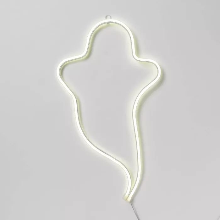 LED Lighted Faux Neon Steady-on or Flickering Ghost Halloween Novelty Silhouette Lights White - H... | Target
