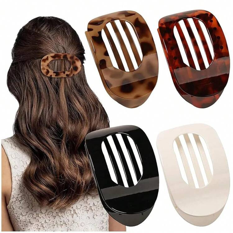 4 PCS Flat Hair Clips, Round Flat Claw Clips For Women And Girls, Strong Hold French Hair Clips For Thick Thin Hair, Stylish Medium Classic Hair Barrettes,Tortoise Shell Neutral Color Large Plastic French Flat Hair Clips Hair Claws With Strong Hold Hair Barrettes Clamps Accessories For Women Girls,Duckbill Hair Clips For Women Flat Claw Hair Clips Round Casual Versatile Solid Colour Lay Down Claw Clamps Clip Simple Elegant For Thick Thin Long Short Hairs,Perfect Gift For Christmas, Thanksgiving, Valentine's Day, Mother's Day, New Year, Easter, Graduation, Halloween, Fourth Of July | SHEIN
