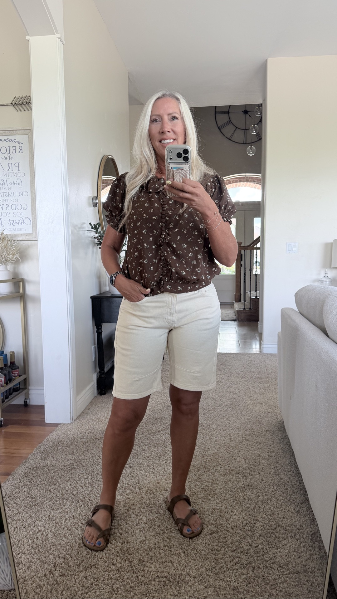 If you’ve been looking for modest longer shorts that are still cute… these are SO good 🤎
Perfect length, easy to style, and comfortable enough for all day wear. 
Styled with a floral top and Birkenstock-inspired sandals.

#LTKootd #LTKmomlife