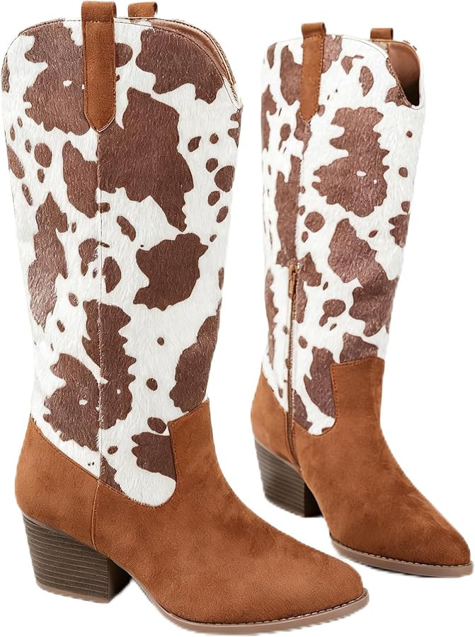 Women\u2019s Western Cowboy Boots \u2013 Classic Cowgirl Boots with Brown Embroidery, Pointed Toe... | Amazon (US)