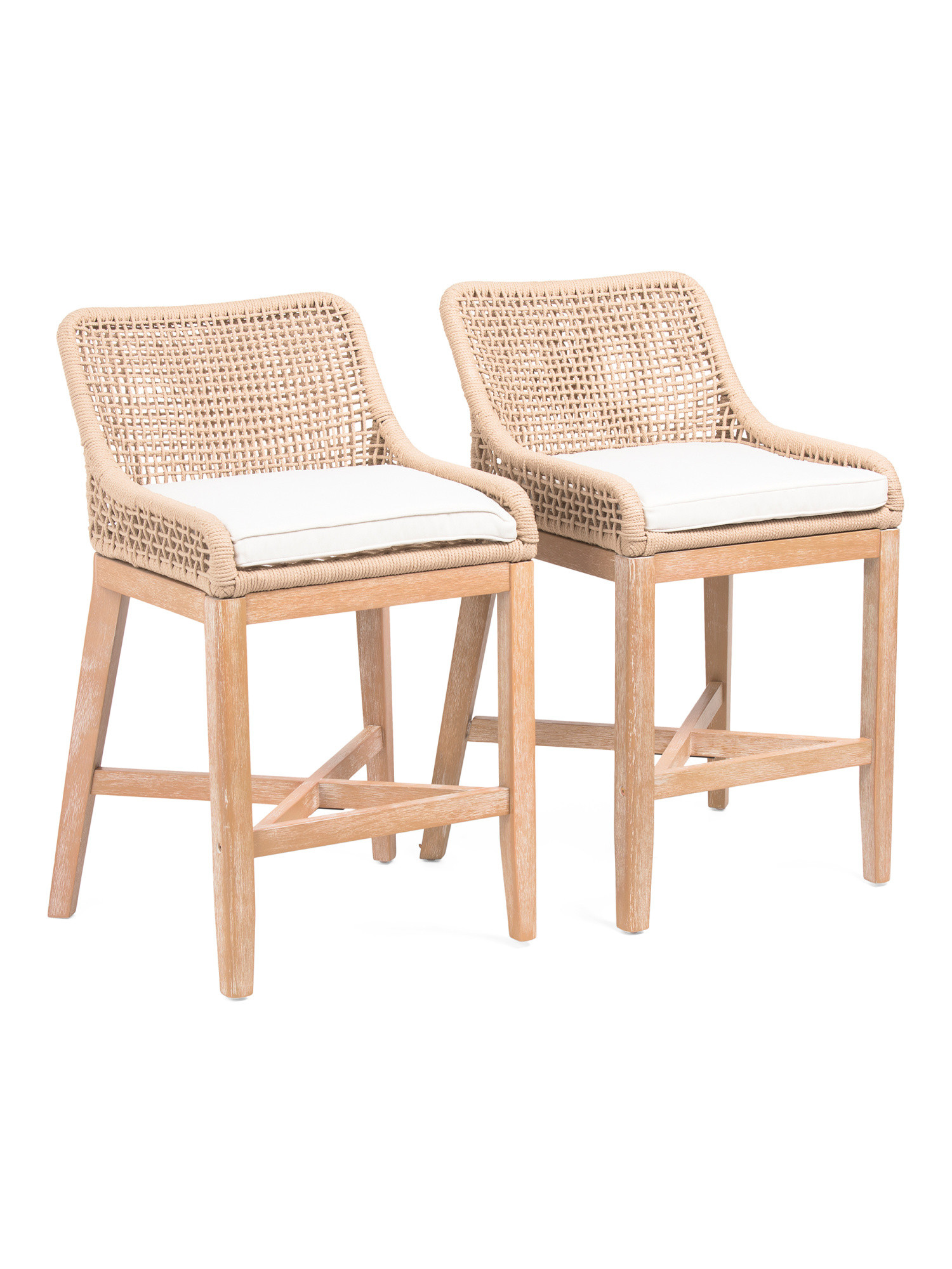 Set Of 2 37in Grid Weave Rope Counter Stools | TJ Maxx