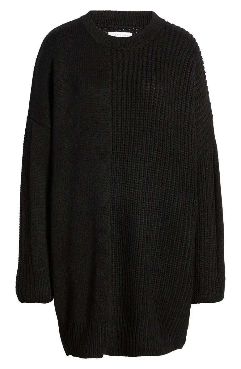 Long Sleeve Contrast Rib Sweater Dress | Nordstrom