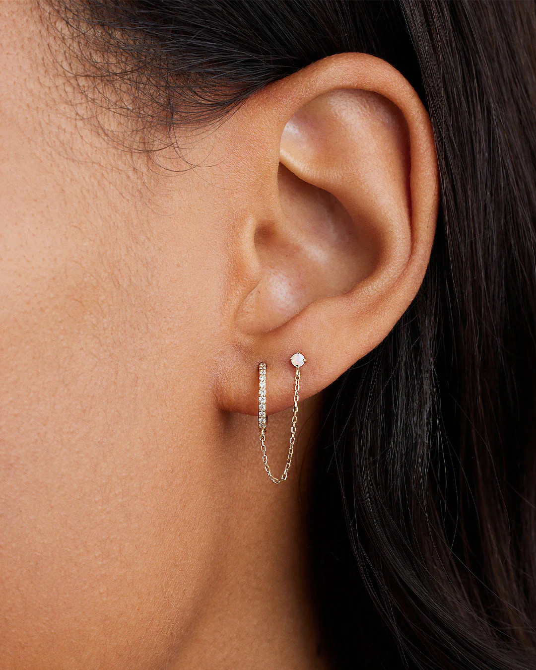Diamond and Opal Chain Huggie | Gorjana
