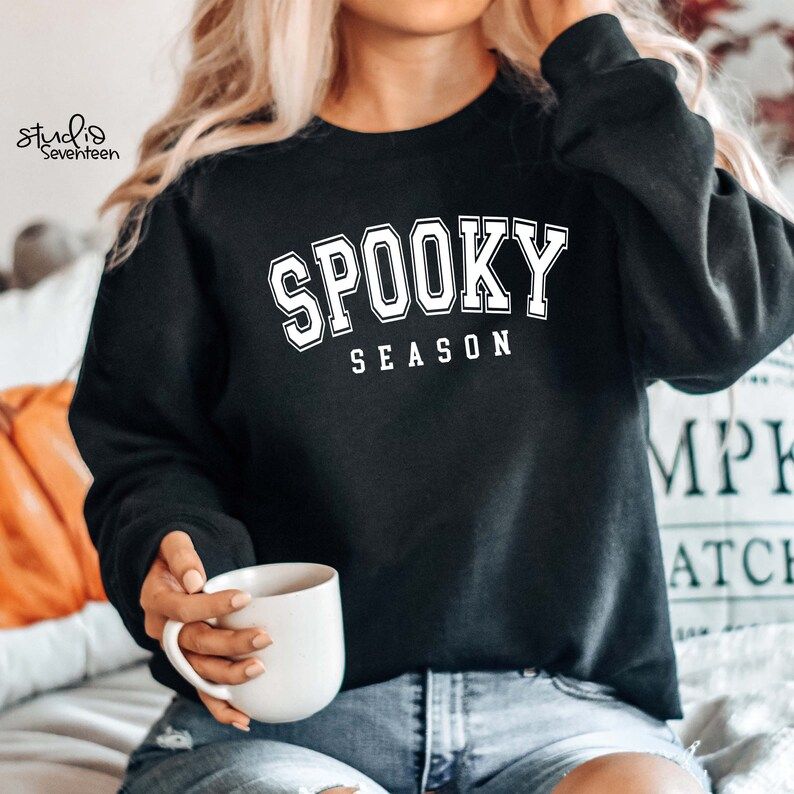 Spooky Season Crewneck Sweatshirt Black Halloween Sweater - Etsy | Etsy (US)