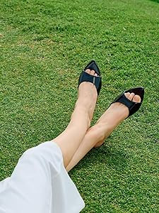 Coutgo Womens Kitten Heel Sandals Heeled Mules Pointed Open Toe High Heels | Amazon (US)
