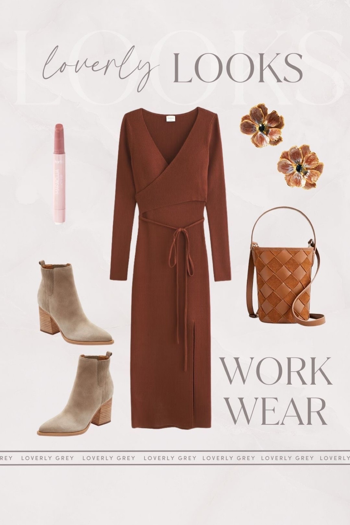 Loverly Grey fall workwear outfit idea. Abercrombie tie front dress and Anthropologie statement earrings. 

#LTKstyletip #LTKworkwear #LTKSeasonal