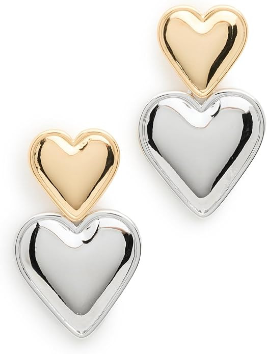 By Adina Eden Women's Two Tone Double Heart Drop Stud Earrings, Gold, One Size | Amazon (US)