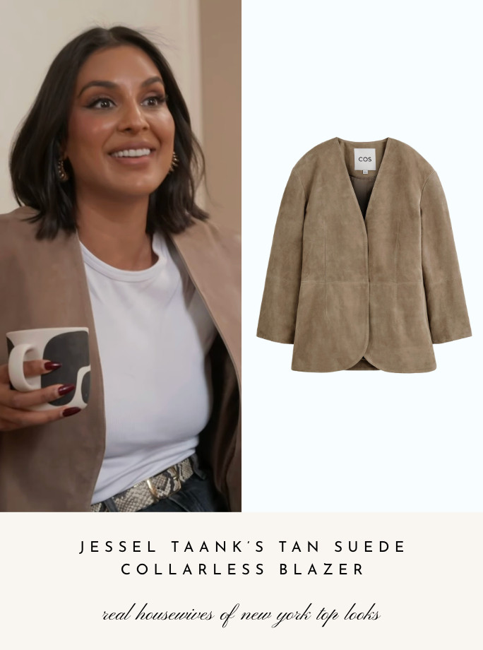 Jessel Taank's Tan Suede Collarless Blazer 

 