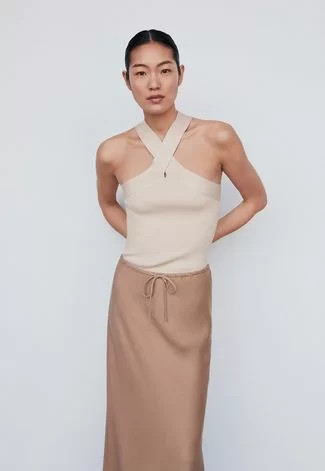 Regata Tricot Mango Transpasse Bege | Dafiti (BR)