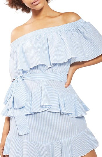 Women's Topshop Bardot Ruffle Stripe Dress | Nordstrom