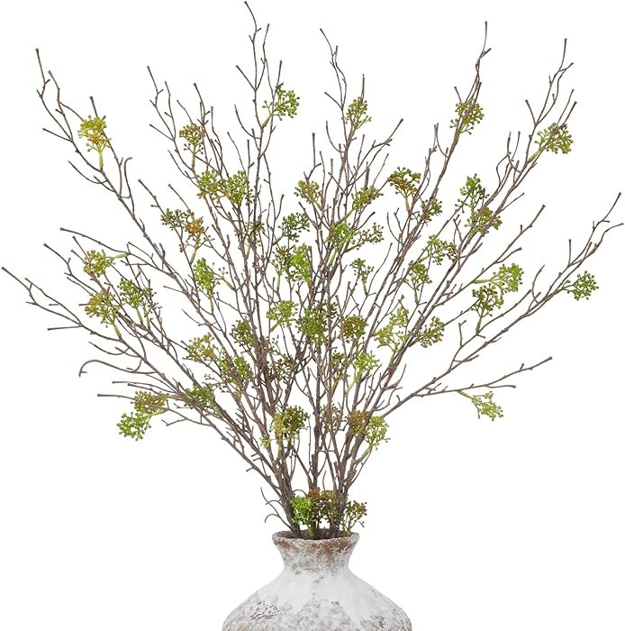 Tall 6PCS Artificial Willow Branches for Vase, 32'' Bendable Faux Eucalyptus Stems with Green Fru... | Amazon (US)