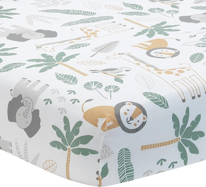 Lambs & Ivy Jungle Friends 100% Cotton Safari Animals Baby Fitted Crib Sheet | Amazon (CA)