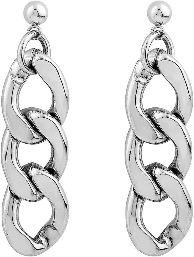 Kemstone Link Chain Drop Earrings Titanium Steel Dangle Earrings for Women | Amazon (US)