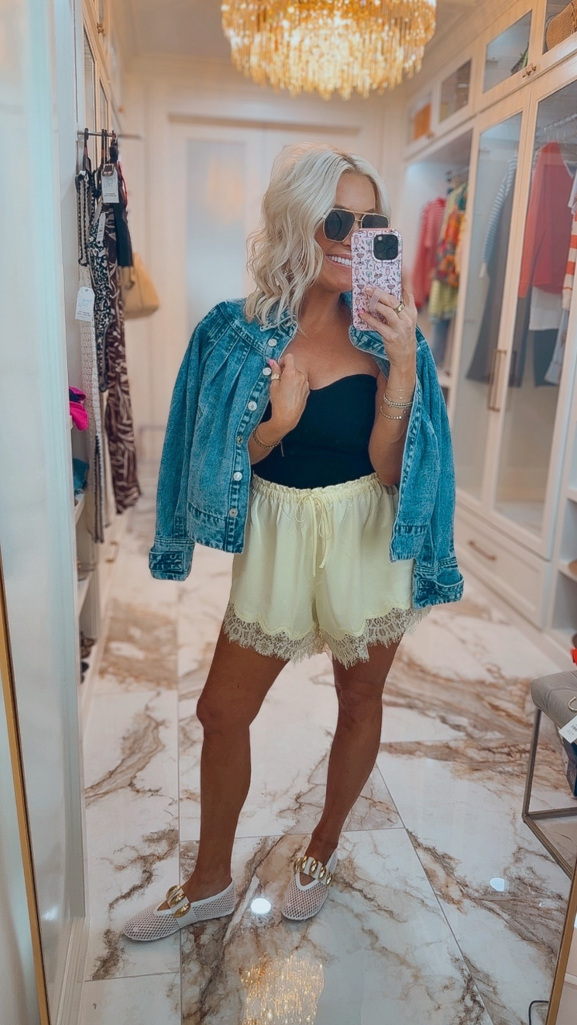 Summer casual dress outfit inspo 
Shorts and jacket size small
Black tube top medium 
Shoes are TTS