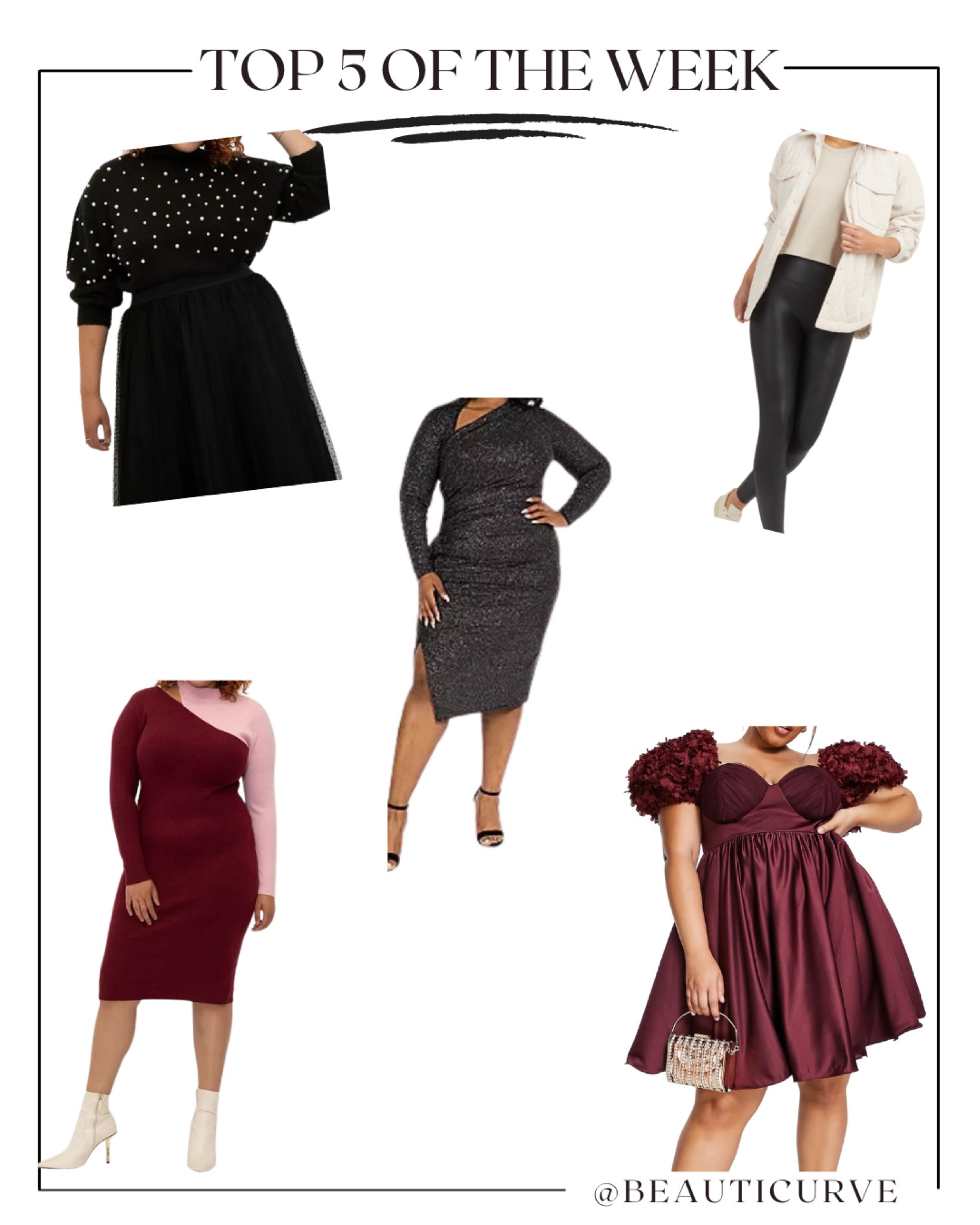 Holiday looks, winter, plus, curve, style, black, white, , pearls, black sweater ELOQUII, party dresses curvy plus, spanx, faux leather, Walmart, Nordstrom, anthropologie, bow dress, JC Penny
