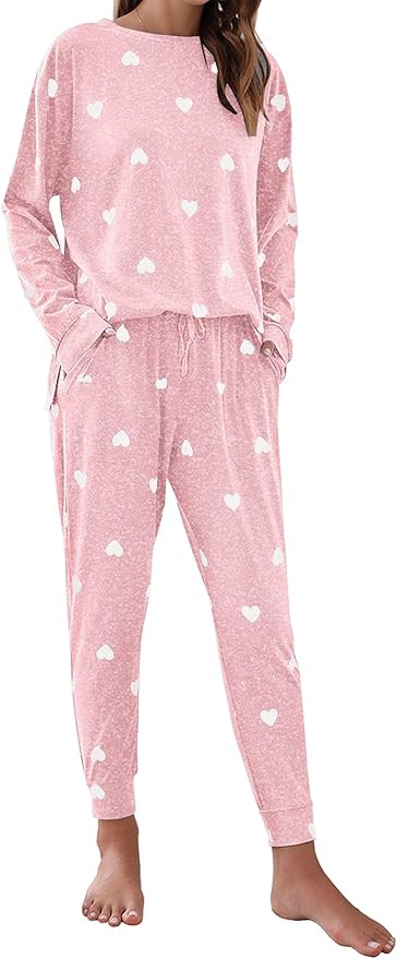 Blooming Jelly Womens Cute Pajama Sets Long Sleeve Heart Printed Lounge Set Pockets Two Piece Out... | Amazon (US)