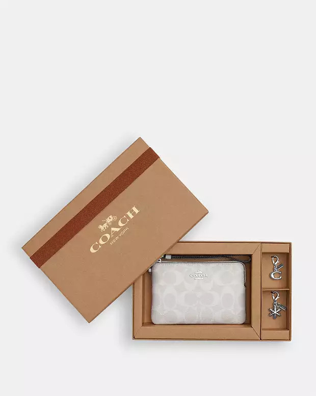 Boxed Corner Zip Wristlet In Signature Canvas | Coach Outlet US