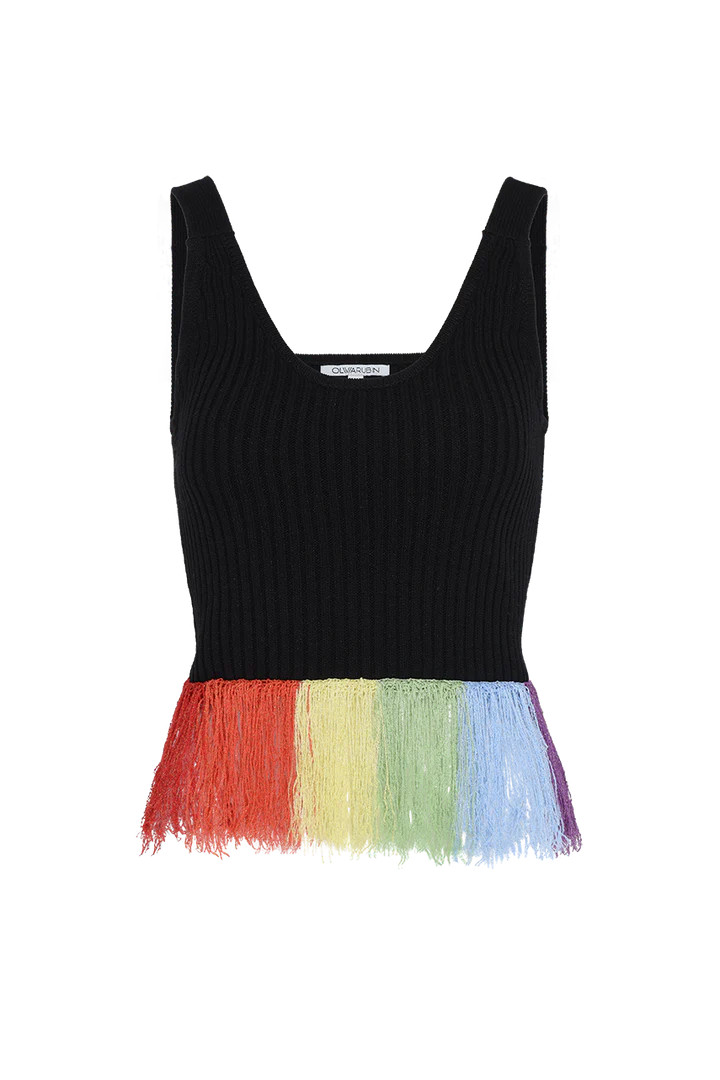 Marni Black Rainbow Tassel Knit Top | Olivia Rubin