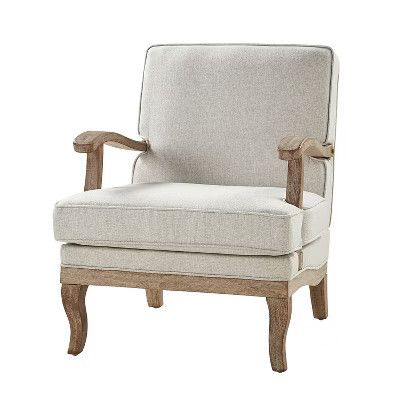 Quentin Wooden Upholstered Armchair Comfy Living Room with Comfortable Backrest and Cushion| ART OF LIVING DESIGNS-PEWTER | Target