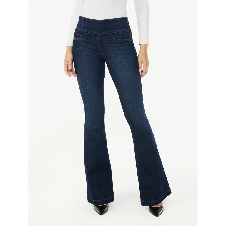 Sofia Jeans by Sofia Vergara Women's Melisa Super High Rise Pull On Flare Jeans | Walmart (US)