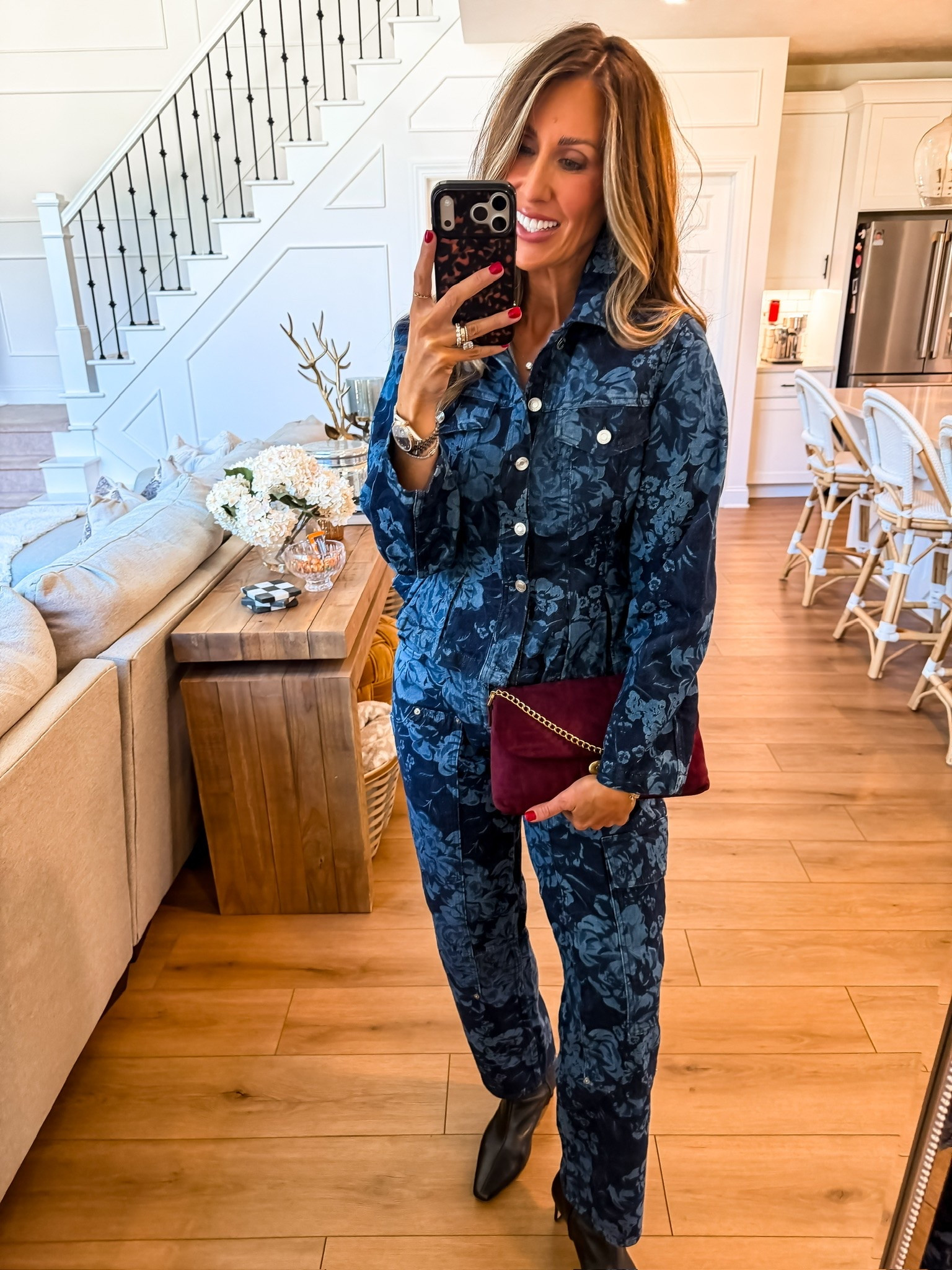 This navy floral set is such a fun alternative to a traditional fall outfit. The matching top and pants make getting dressed easy, while the print adds interest and the darker tones feel perfect for the season.

navy floral set, matching set, fall outfit, printed set, women’s fall fashion, casual fall style, statement outfit, floral outfit, two piece set, fall wardrobe, TheMomInStyle

#LTKootd #LTKSeasonal #LTKOver40